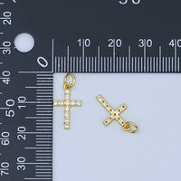 24K Gold Filled Micro Paved CZ Cross Mini Charm