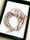 Pink Floral Scarf with Pearl