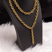 18K Gold PVD Stainless Steel Chunky Chain Lariat Necklace