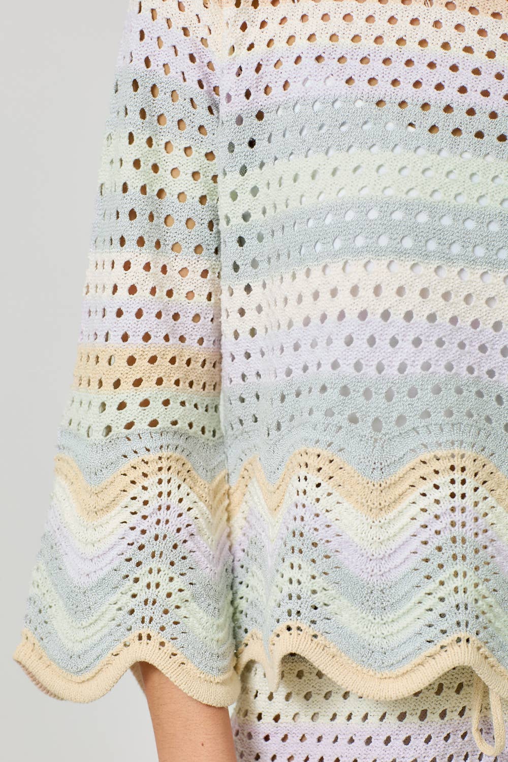 Open Stitch High Low Knit Cover Up Top