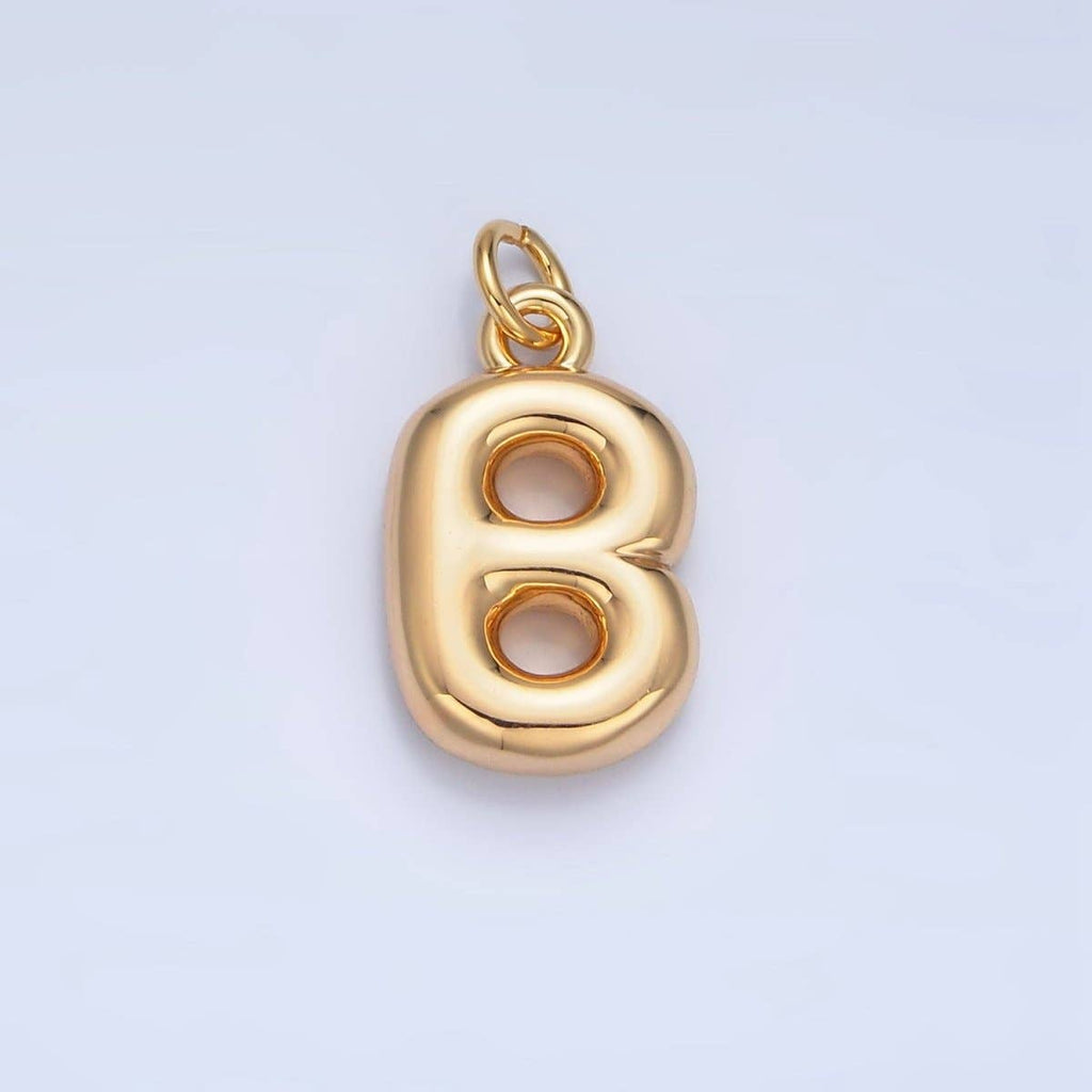 24K Gold Filled 17mm Initial Letter Chubby Balloon Charm | A1513 - A1525