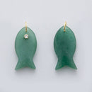 18K Gold Filled 38.8mm Clear CZ Natural Gemstone Fish Charm