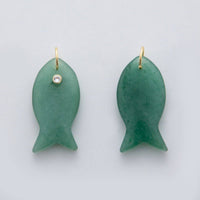 18K Gold Filled 38.8mm Clear CZ Natural Gemstone Fish Charm