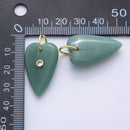 18K Gold Filled 35mm Carnelian, Aventurine, Quartz Long Heart Gemstone Charm