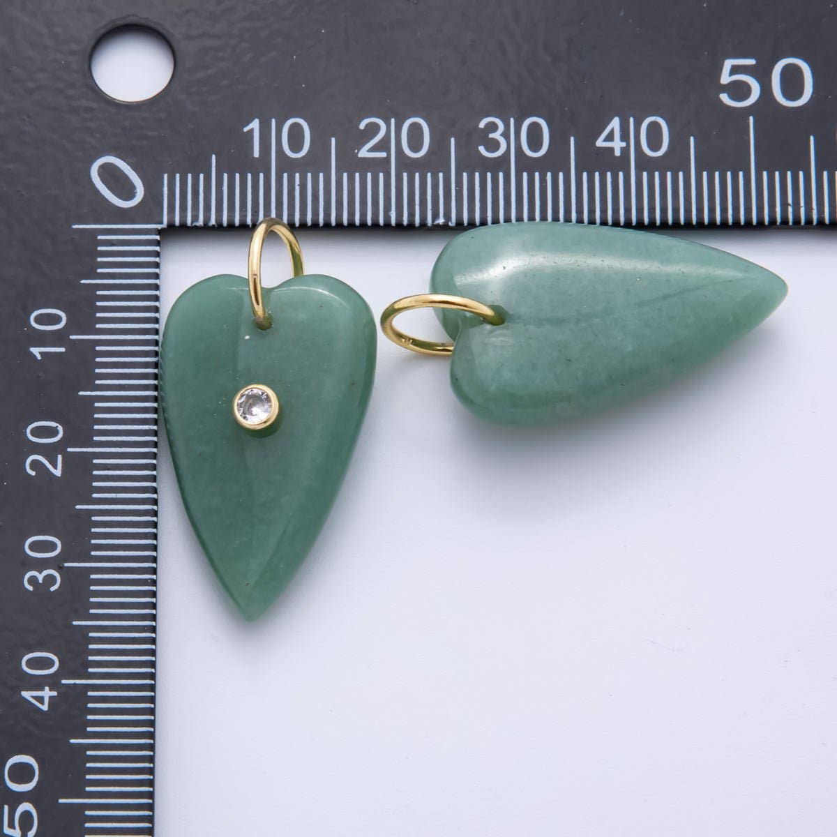 Quartz Long Heart Gemstone Charm in Carnelian