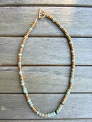Gold Beaded Necklace with Colorful Accent Beads
