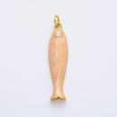 18K Gold Filled 38mm Blue, Champagne Enamel Fish Sardine Charm