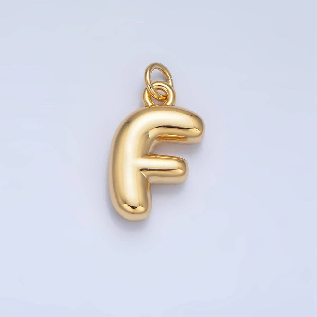 24K Gold Filled 17mm Initial Letter Chubby Balloon Charm | A1513 - A1525