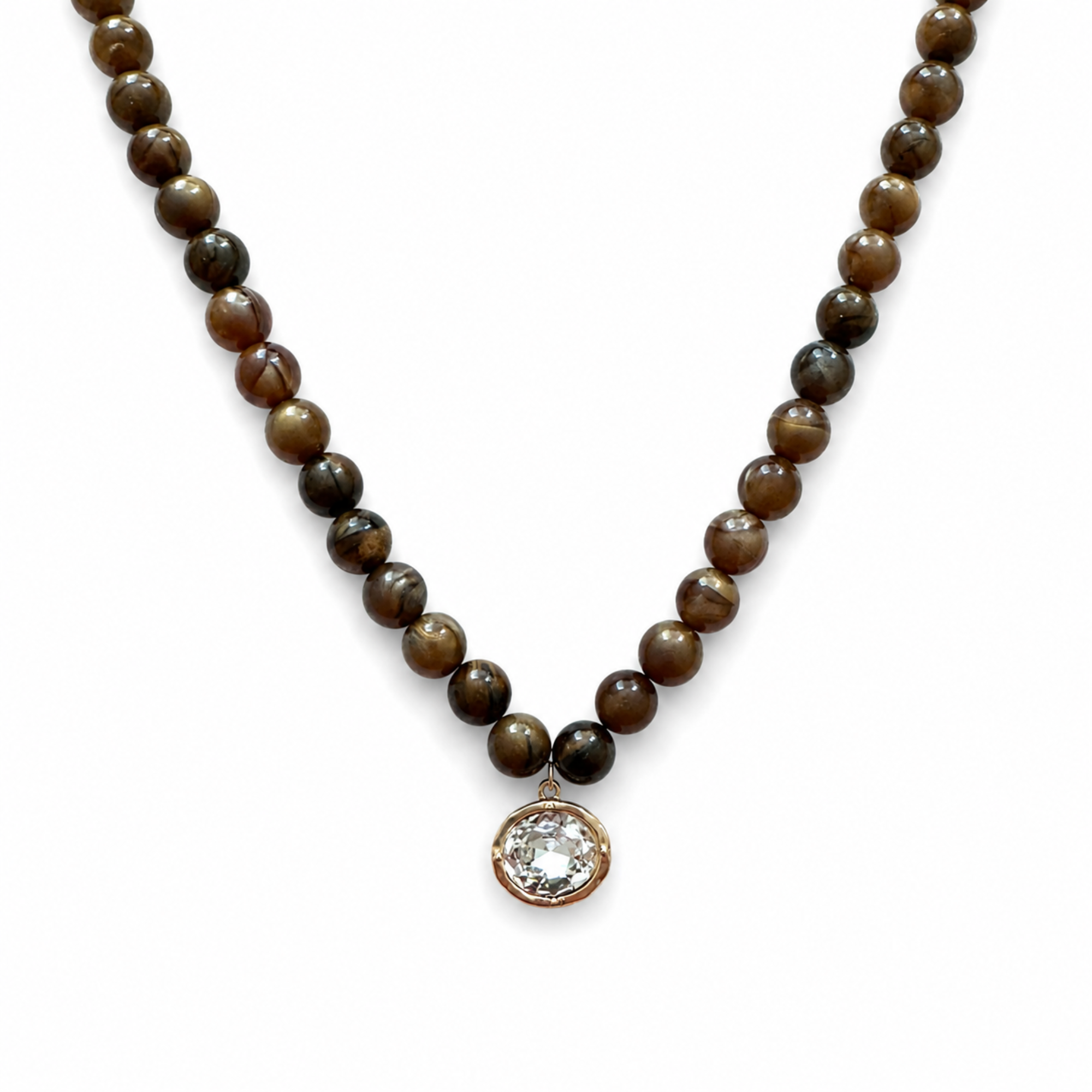 Beaded Necklace with Bezel Charm