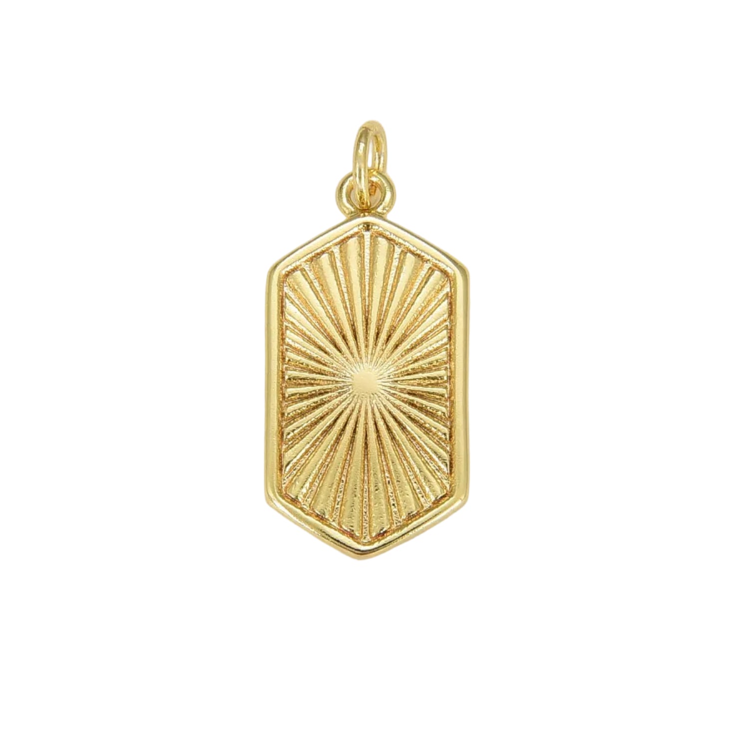 Hexagon Sunburst Geometric Gold Filled Charm Pendant