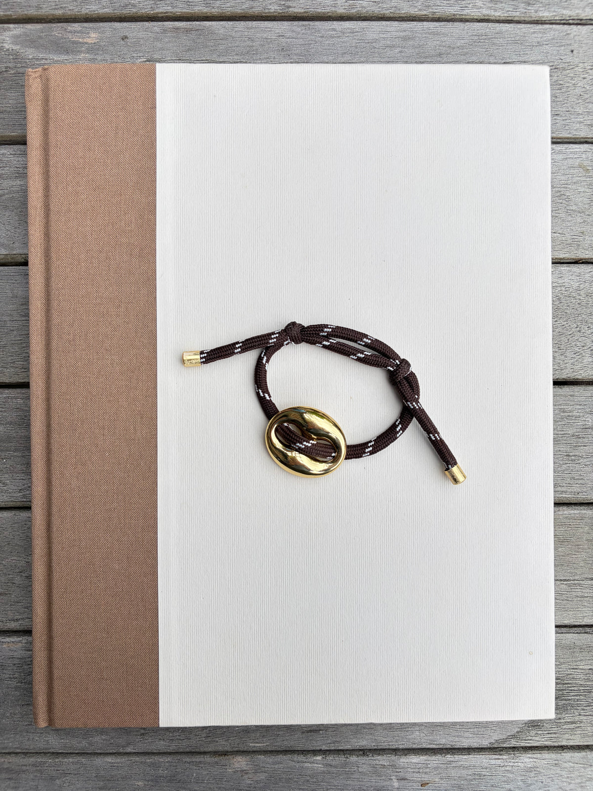Chocolate Brown & Gold Oval Link Cord Bracelet