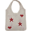 Star Print Hollow Knit Tote Bag