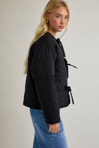Puffer Jacket with Ribbon Tie on the Front