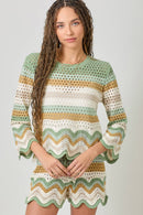 Open Stitch High Low Knit Cover Up Top