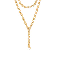 18K Gold PVD Stainless Steel Chunky Chain Lariat Necklace