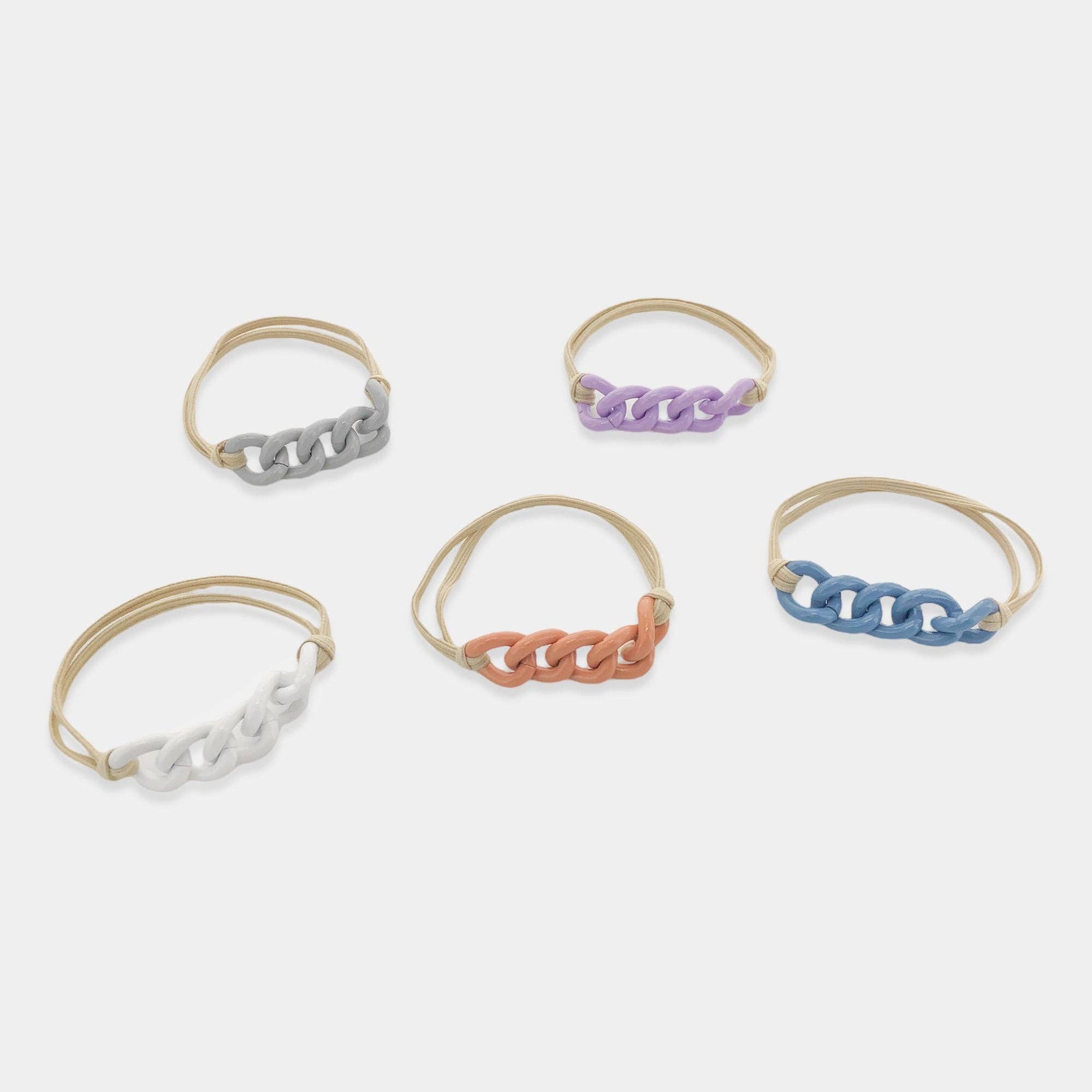 5pc Enamel Hair Tie - Bracelet Set