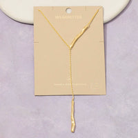 Gold Dipped Double Irregular Bar Y Chain Necklace (In stock week of March 16th)