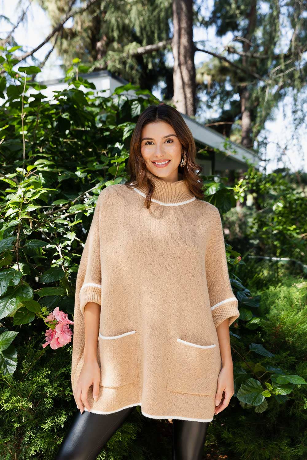 Cozy Turtle Neck Poncho With Arm Holes | SHOP BIJOU