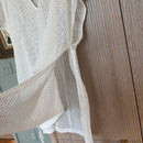 Crochet Beach Cover Up Poncho with Side Ties in White