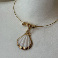 White Shell Gold Charm Necklace- Bijou Exclusive