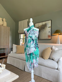 Tropical Watercolor Sarong in Green