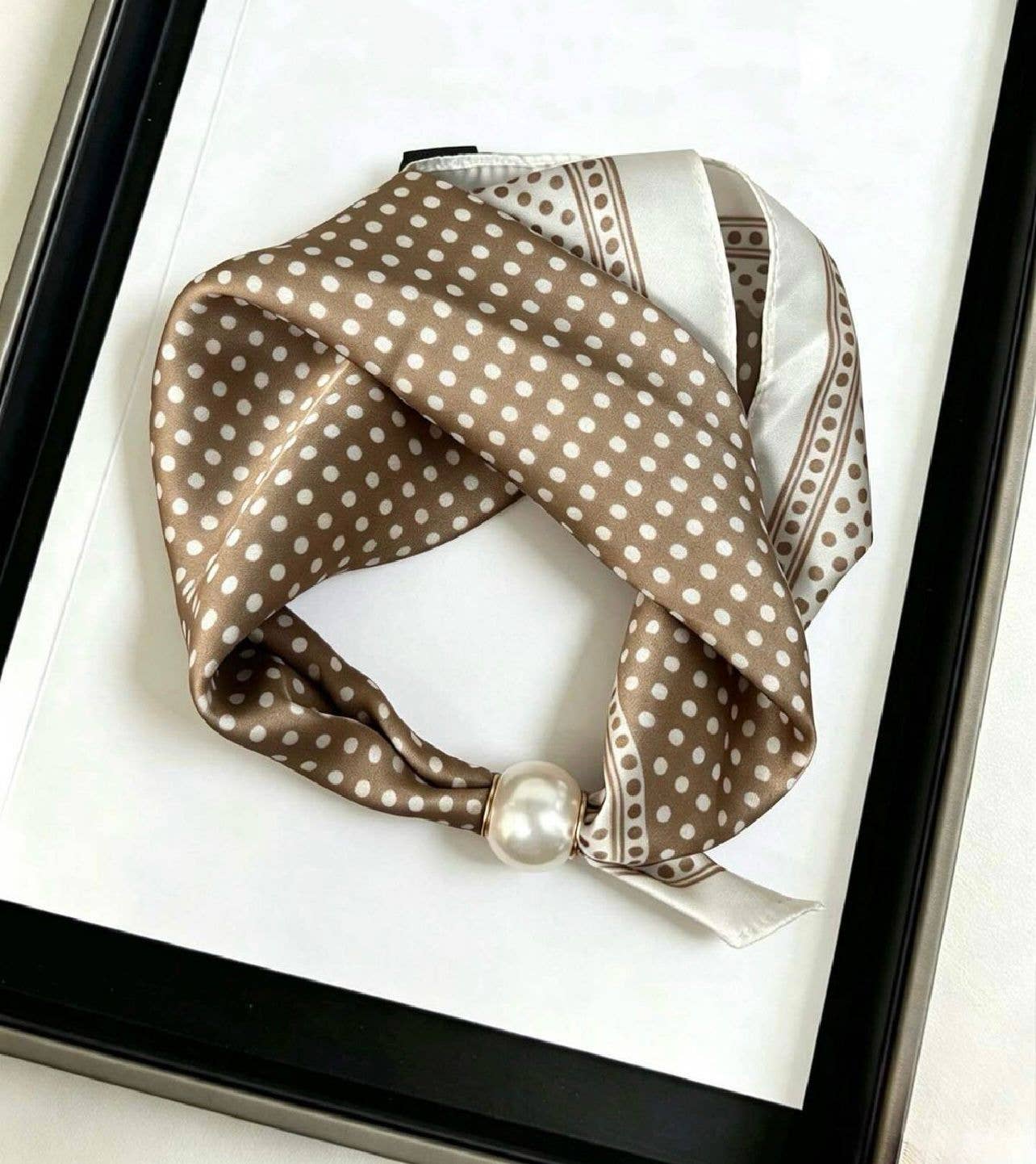 Small Polka Dot Scarf with Pearl