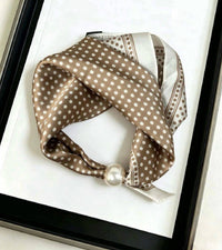 Small Polka Dot Scarf with Pearl