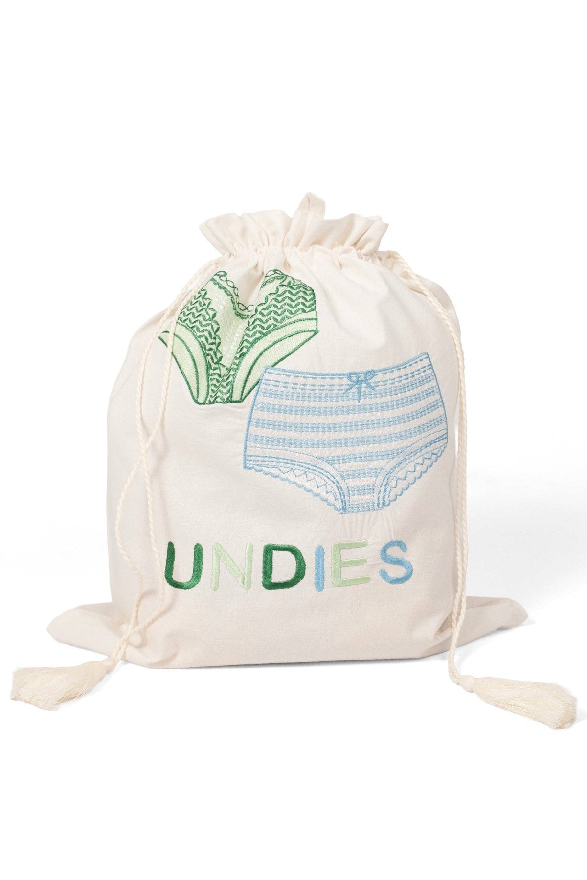 Lingerie Green and Blue Embroidered Travel Packing Bag