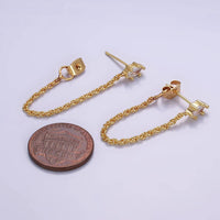16k Gold Filled CZ Chain Link Stud Earrings