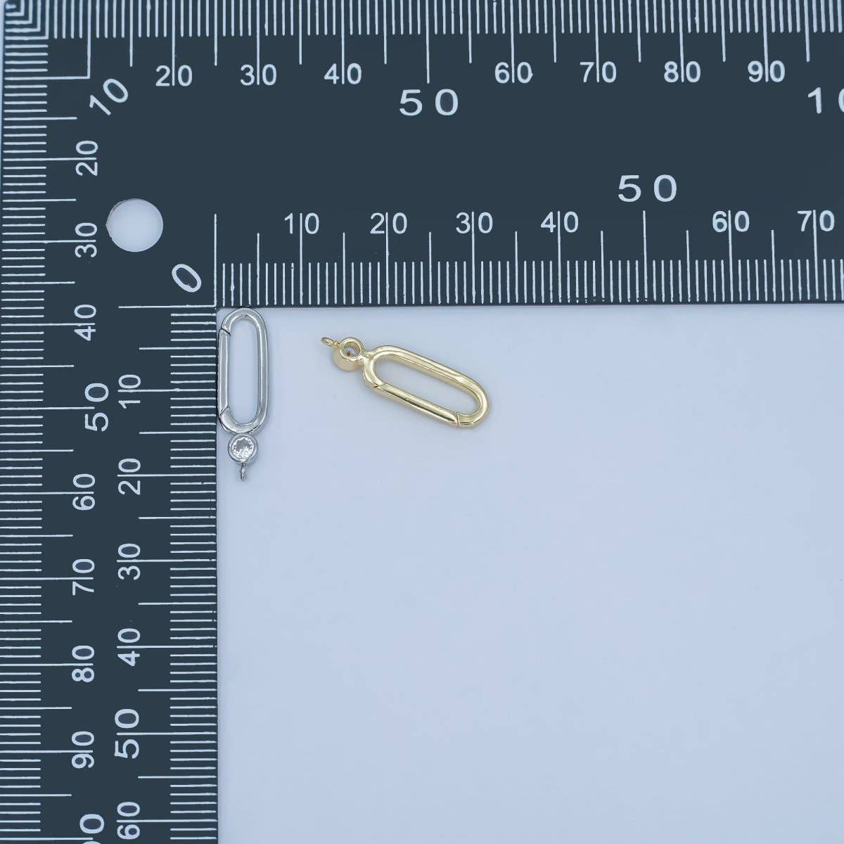 24K Gold Filled Clear Cz Oblong Push Gate Finding