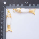 18K Gold Filled 60mm Round Clear CZ Shell Pearl Fish Drop Dangle Charm