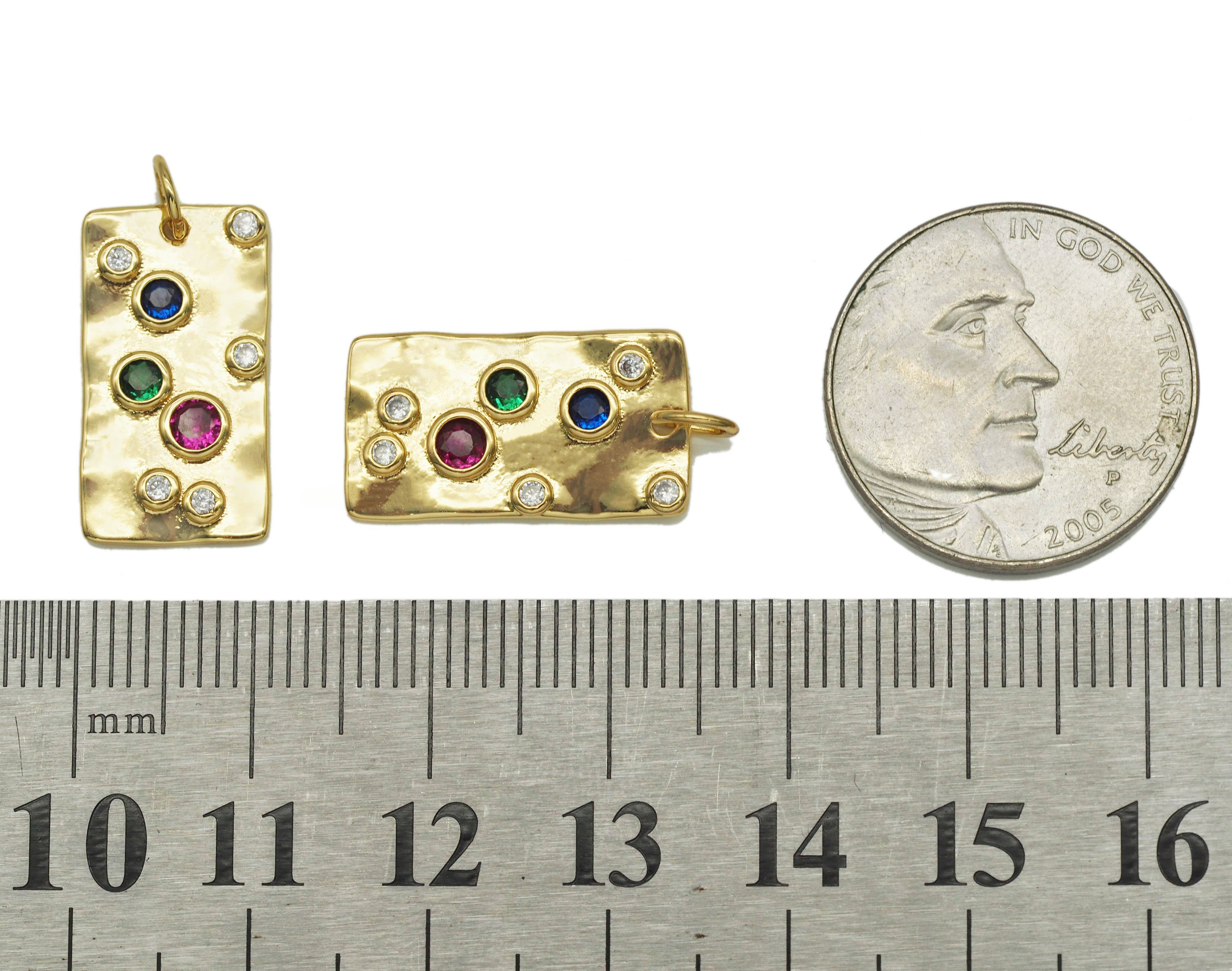 Colorful CZ Rectangle Charm