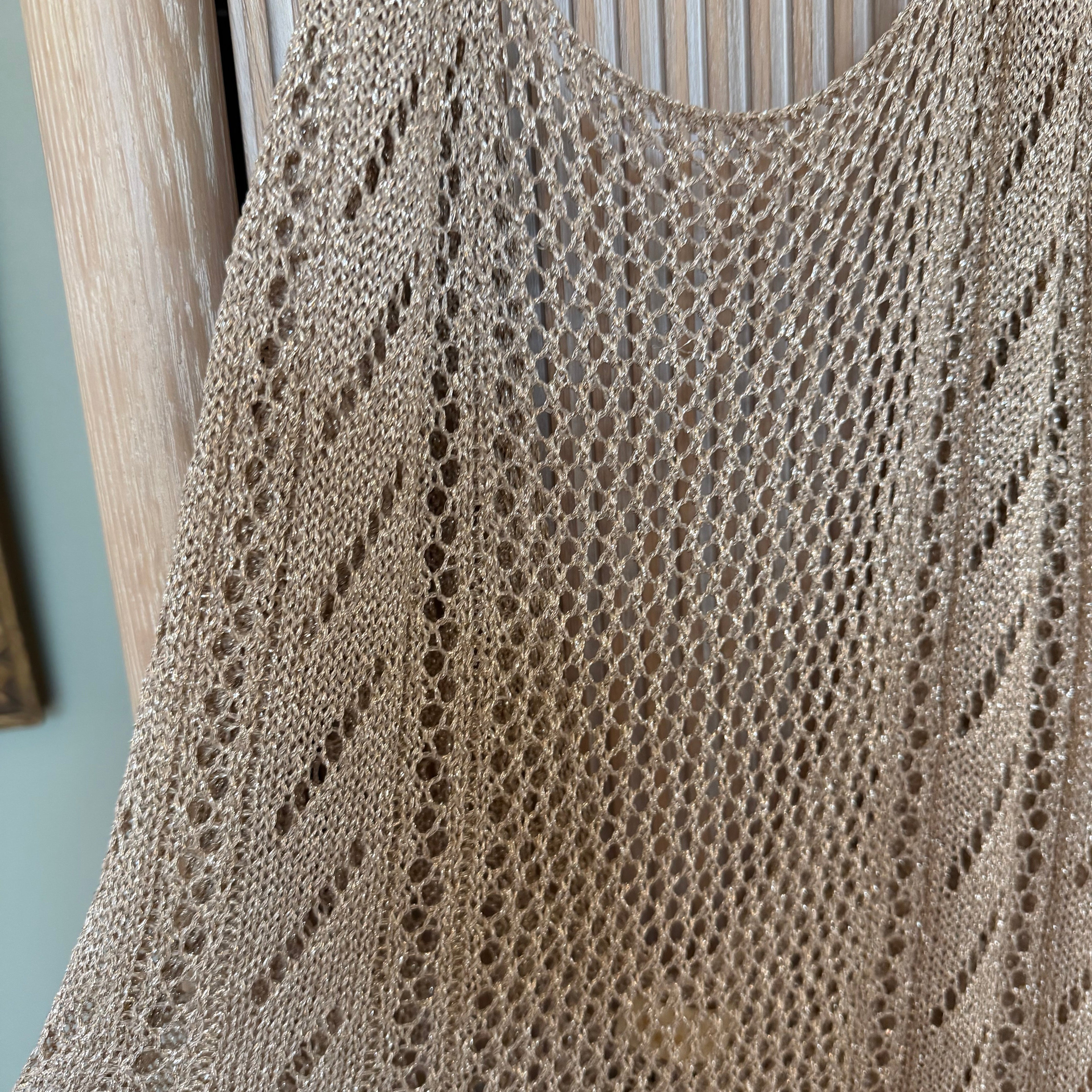 Sleeveless Metallic Knit Cover Up in Gold