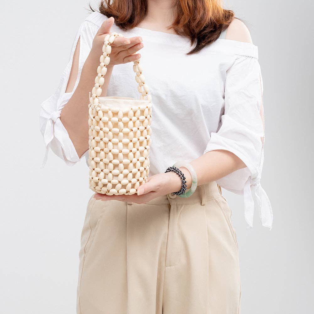 Wooden Bead Bucket Handmade Bags DPFB0613