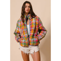 Stained Glass Plaid Quilted Jacket