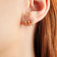TRIPLE CRYSTAL STUD EARRINGS