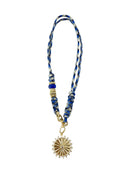 Johnny Light Blue Rope Necklace with Large CZ Coin Charm