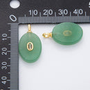 18K Gold Filled 26mm Natural Stone Pendant Oval Gemstone Charm