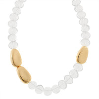 Clear Bead Necklace with Gold Accents