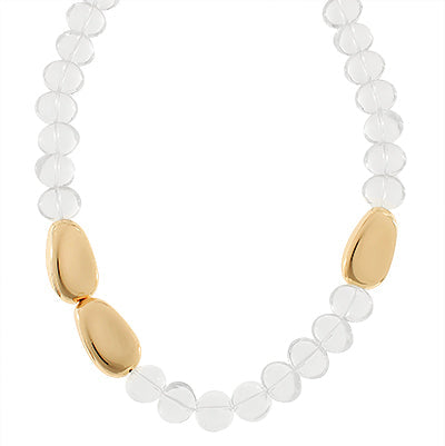 Clear Bead Necklace with Gold Accents