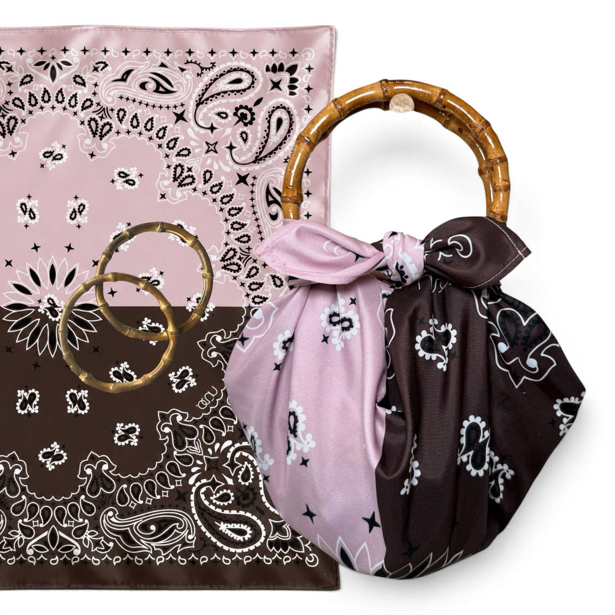 MARU Scarf Bag – Rose & Chocolate Brown