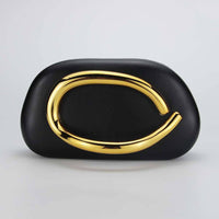 Black Clutch with Gold Hardware