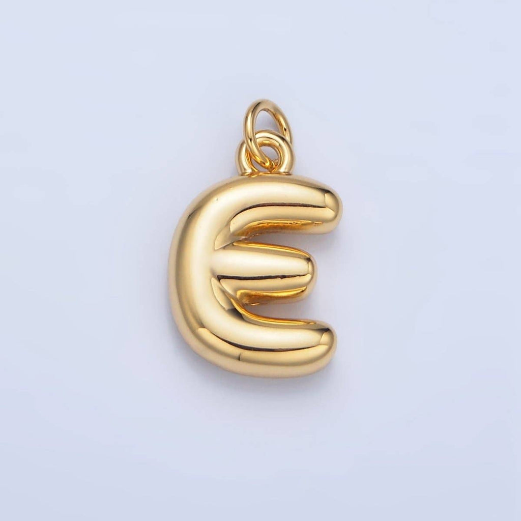 24K Gold Filled 17mm Initial Letter Chubby Balloon Charm | A1513 - A1525