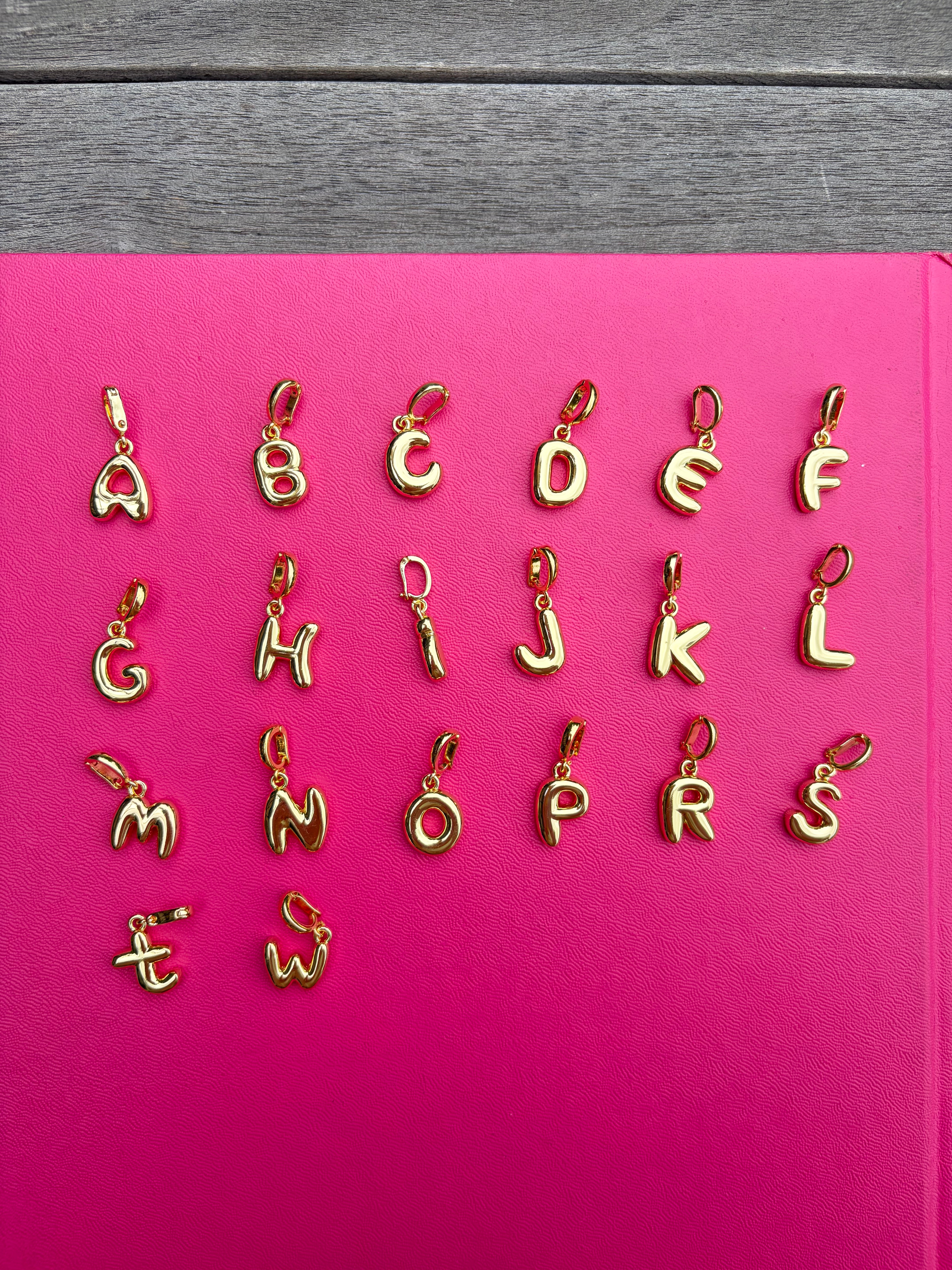 Gold Bubble Letter Charm