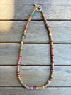 Gold Beaded Necklace with Colorful Accent Beads