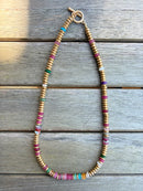 Gold Beaded Necklace with Colorful Accent Beads