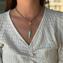 End Pearl Fish w/Stone Y Necklace in Turquoise