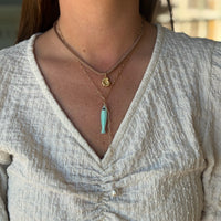 End Pearl Fish w/Stone Y Necklace in Turquoise