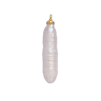24K 30mm Biwa White Freshwater Pearl Charm