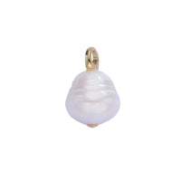 14K Gold Filled White Ringed Baroque Freshwater Pearl Drop Pendant